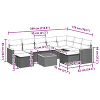 Set Divano da Giardino 10 pz con Cuscini Grigio in Polyrattan 3258952