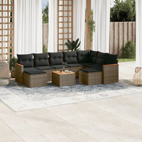 Set Divano da Giardino 10 pz con Cuscini Grigio in Polyrattan 3258952