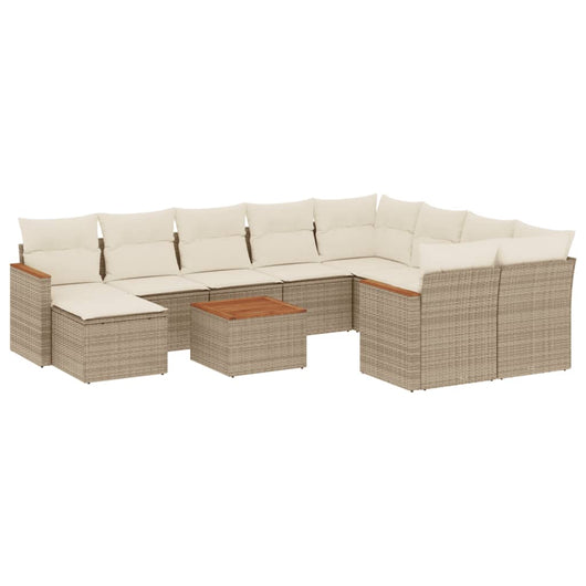 Set Divani da Giardino 11 pz con Cuscini Beige in Polyrattancod mxl 92356