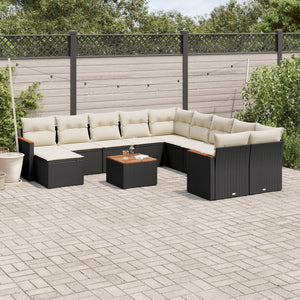 Set Divani da Giardino 12 pz con Cuscini Nero in Polyrattan 3258976