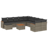 Set Divani da Giardino 12 pz con Cuscini Grigio in Polyrattan 3258980