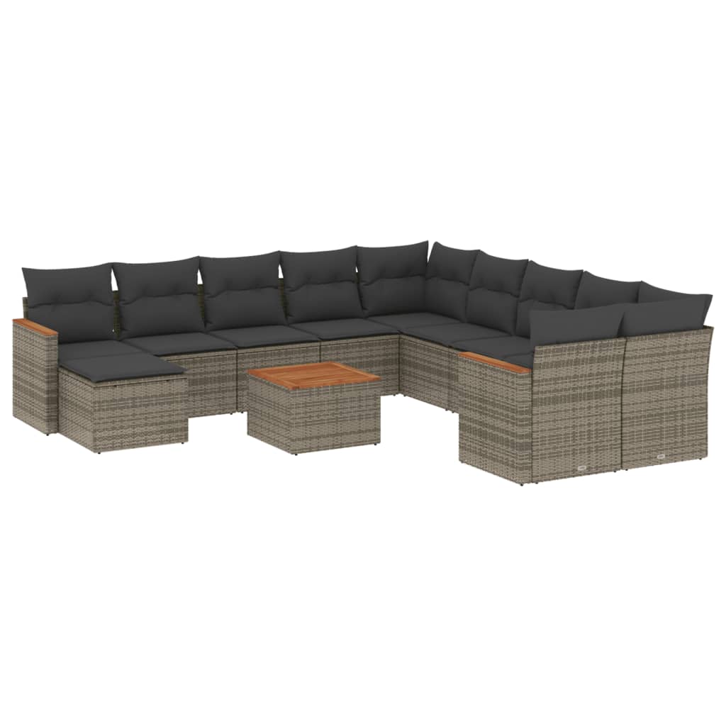 Set Divani da Giardino 12 pz con Cuscini Grigio in Polyrattan 3258980