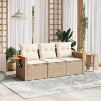 Set Divano da Giardino 3 pz con Cuscini Beige in Polyrattancod mxl 112303