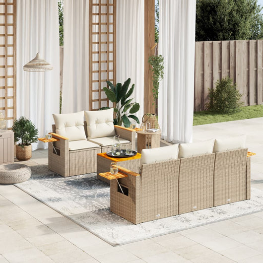 Set Divano da Giardino 6 pz con Cuscini Beige in Polyrattancod mxl 88462