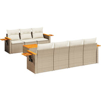 Set Divano da Giardino 8 pz con Cuscini Beige in Polyrattan