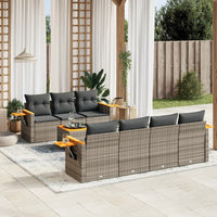 Set Divano da Giardino 8 pz con Cuscini Grigio in Polyrattan 3259050