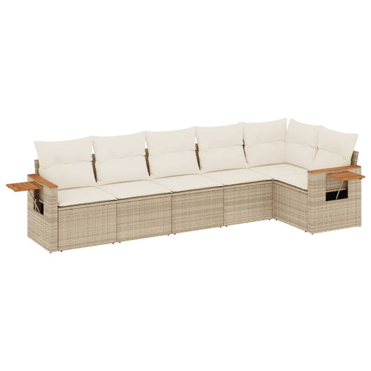 Set Divano da Giardino 6 pz con Cuscini Beige in Polyrattancod mxl 88305