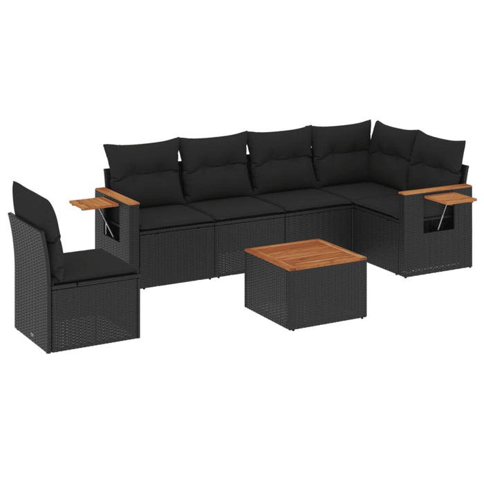 Set Divani da Giardino con Cuscini 7pz Nero Polyrattan 3259262
