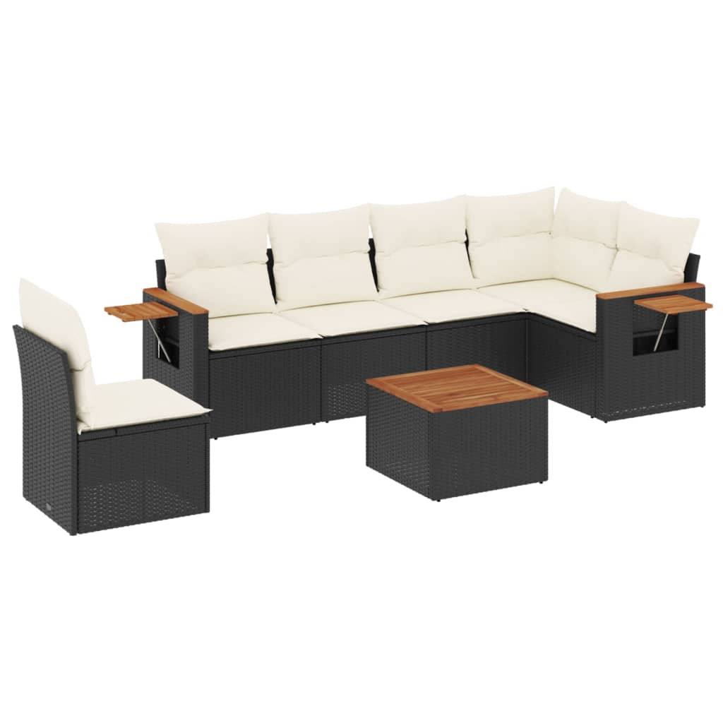 Set Divani da Giardino con Cuscini 7pz Nero Polyrattan 3259263