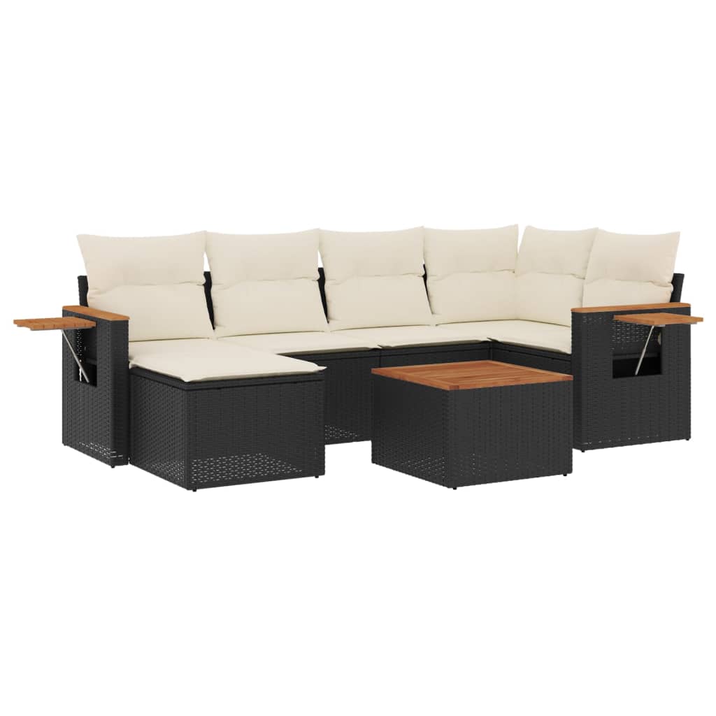 Set Divani da Giardino con Cuscini 7pz Nero Polyrattancod mxl 116171