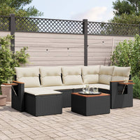 Set Divani da Giardino con Cuscini 7pz Nero Polyrattancod mxl 116171