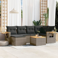 vidaXL Set Divani da Giardino 7 pz con Cuscini Grigio in Polyrattan