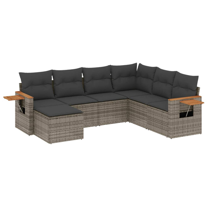 Set Divani da Giardino 7 pz con Cuscini Grigio in Polyrattan 3259449