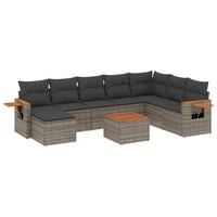 Set Divano da Giardino 9 pz con Cuscini Grigio in Polyrattan 3259498