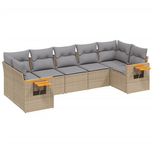 Set Divani da Giardino 7 pz con Cuscini Beige in Polyrattan 3259511