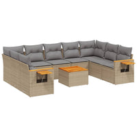 Set Divano da Giardino 10 pz con Cuscini Beige in Polyrattan 3259525