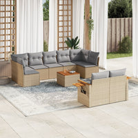 Set Divano da Giardino 10 pz con Cuscini Beige in Polyrattan 3259539
