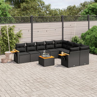 Set Divani da Giardino 10pz con Cuscini in Polyrattan Nero 3259549