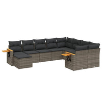 Set Divano da Giardino 10 pz con Cuscini Grigio in Polyrattan 3259561