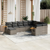 Set Divano da Giardino 10 pz con Cuscini Grigio in Polyrattan 3259561