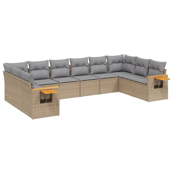 Set Divano da Giardino 10 pz con Cuscini Beige in Polyrattan 3259567