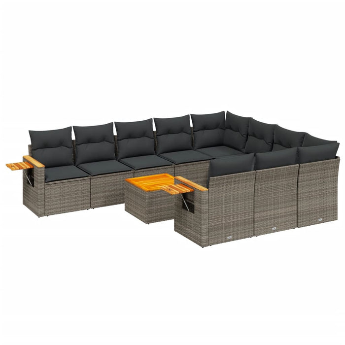 Set Divani da Giardino 11 pz con Cuscini in Polyrattan Grigio 3259589