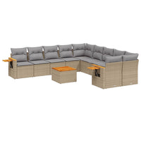 Set Divani da Giardino 11 pz con Cuscini Beige in Polyrattan 3259602