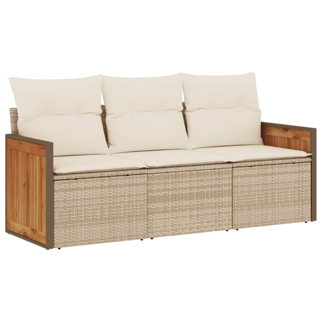 Set Divano da Giardino 3 pz con Cuscini-Sofa da Giardino-Divanetto da esterno Beige in Polyrattan 602106