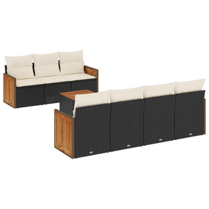 Set Divani da Giardino con Cuscini 8 pz Nero in Polyrattancod mxl 89596