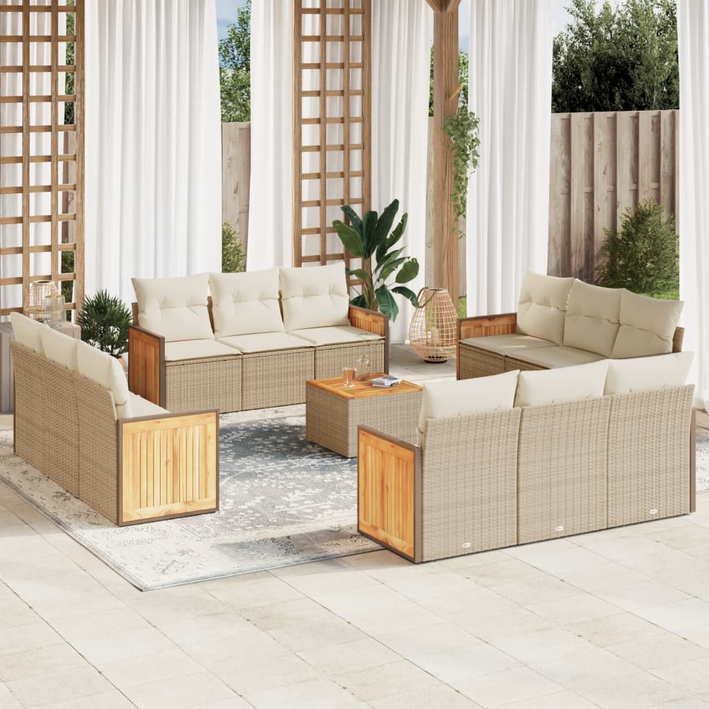Set Divano da Giardino 13 pz con Cuscini Beige in Polyrattancod mxl 112786