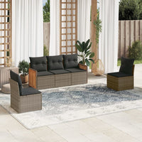 Set Divano da Giardino 5 pz con Cuscini-Sofa da Giardino-Divanetto da esterno Grigio in Polyrattan 604268