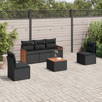 Set Divano da Giardino 6 pz con Cuscini-Sofa da Giardino-Divanetto da esterno Nero in Polyrattan 371805