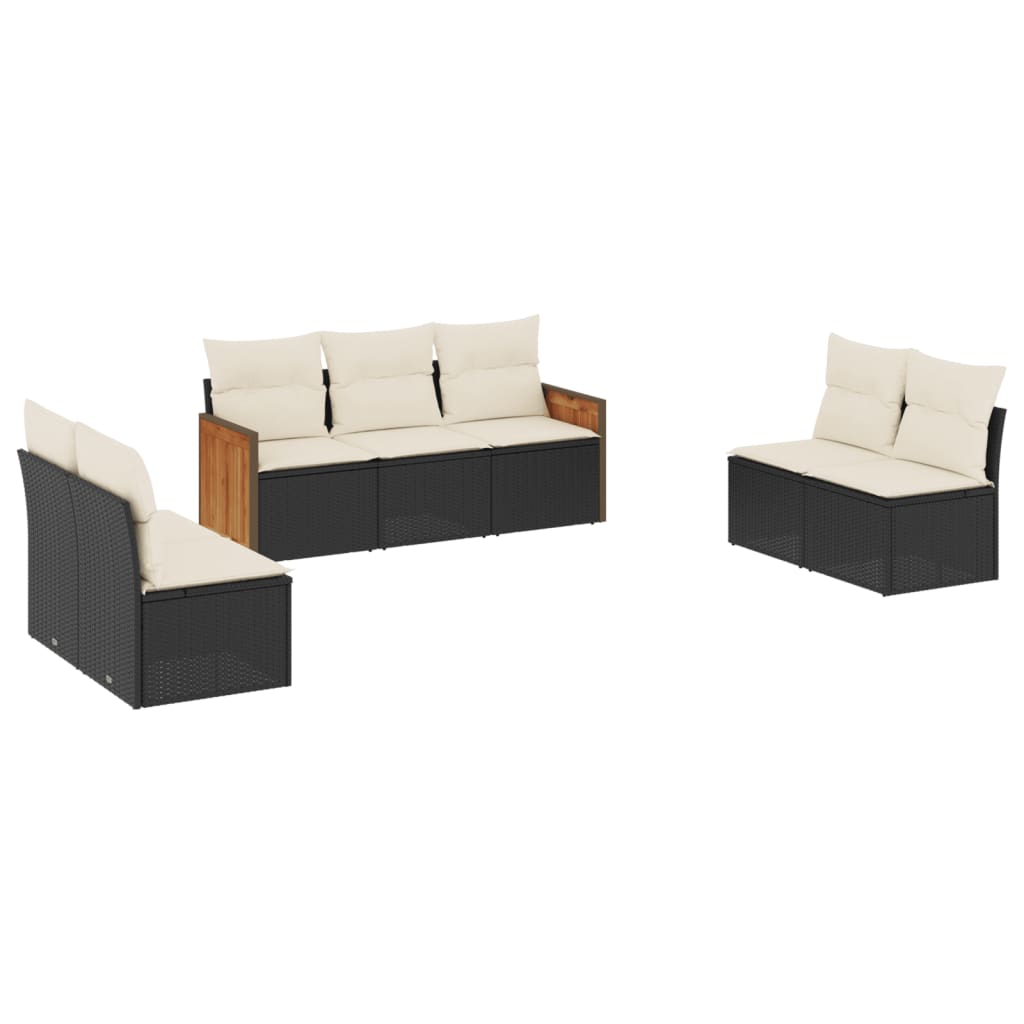 Set Divani da Giardino con Cuscini 7pz Nero Polyrattancod mxl 114389