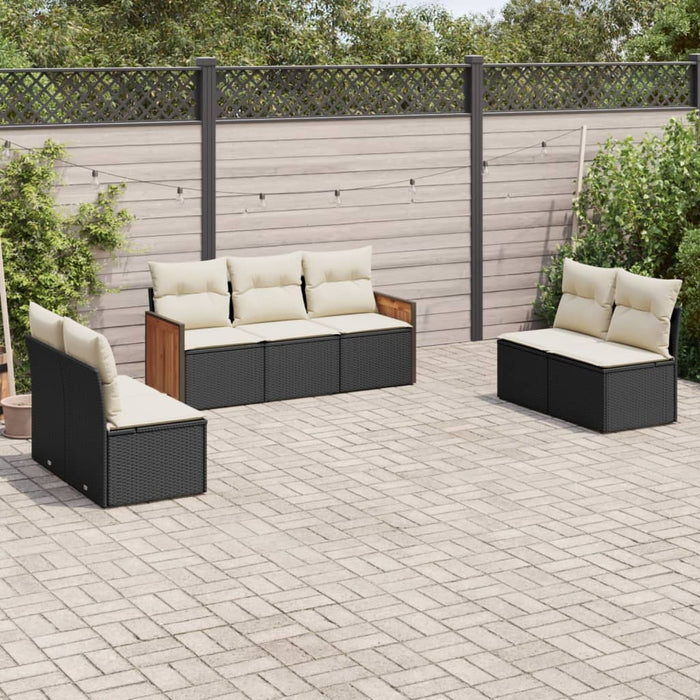 Set Divani da Giardino con Cuscini 7pz Nero Polyrattancod mxl 114389