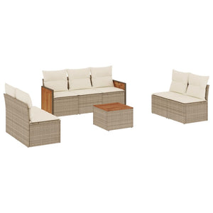 Set Divano da Giardino 8 pz con Cuscini Beige in Polyrattan 3259965