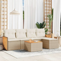 Set Divano da Giardino 6 pz con Cuscini Beige in Polyrattan 3260007