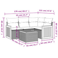 Set Divano da Giardino 5 pz con Cuscini Beige in Polyrattan 3260021
