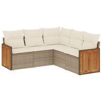 Set Divano da Giardino 5 pz con Cuscini Beige in Polyrattan 3260042