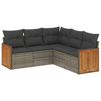 Set Divano da Giardino 5 pz con Cuscini-Sofa da Giardino-Divanetto da esterno Grigio in Polyrattan 262332