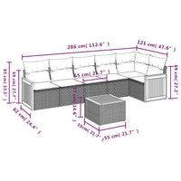 Set Divani da Giardino con Cuscini 7pz Nero Polyrattan