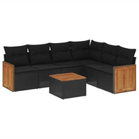Set Divani da Giardino con Cuscini 7pz Nero Polyrattan 3260088