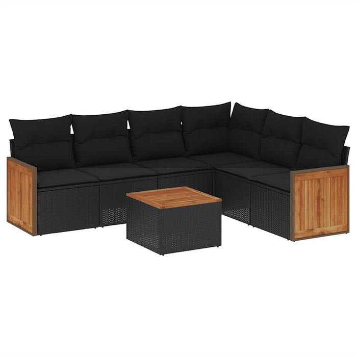 Set Divani da Giardino con Cuscini 7pz Nero Polyrattan 3260088
