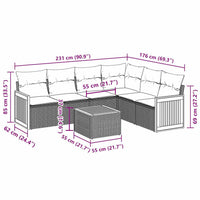 Set Divani da Giardino con Cuscini 7pz Nero Polyrattan 3260088