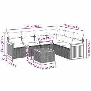 Set Divani da Giardino con Cuscini 7pz Nero Polyrattan 3260088