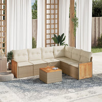 Set Divani da Giardino 7 pz con Cuscini Beige in Polyrattan 3260091