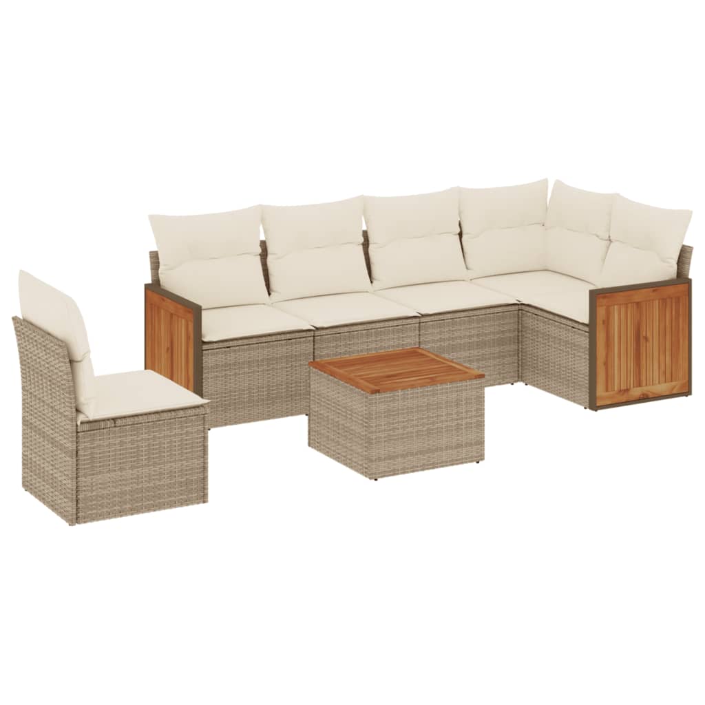 Set Divani da Giardino 7 pz con Cuscini Beige in Polyrattan 3260105