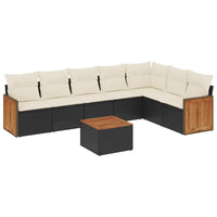 Set Divani da Giardino con Cuscini 8 pz Nero in Polyrattancod mxl 112353