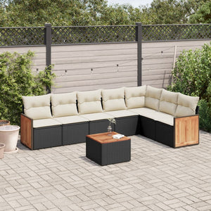 Set Divani da Giardino con Cuscini 8 pz Nero in Polyrattancod mxl 112353
