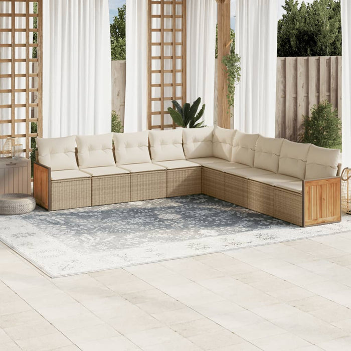 Set Divano da Giardino 9 pz con Cuscini Beige in Polyrattancod mxl 88151