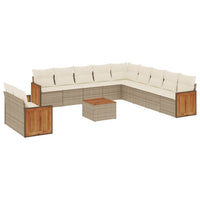 Set Divani da Giardino 12 pz con Cuscini Beige in Polyrattan
